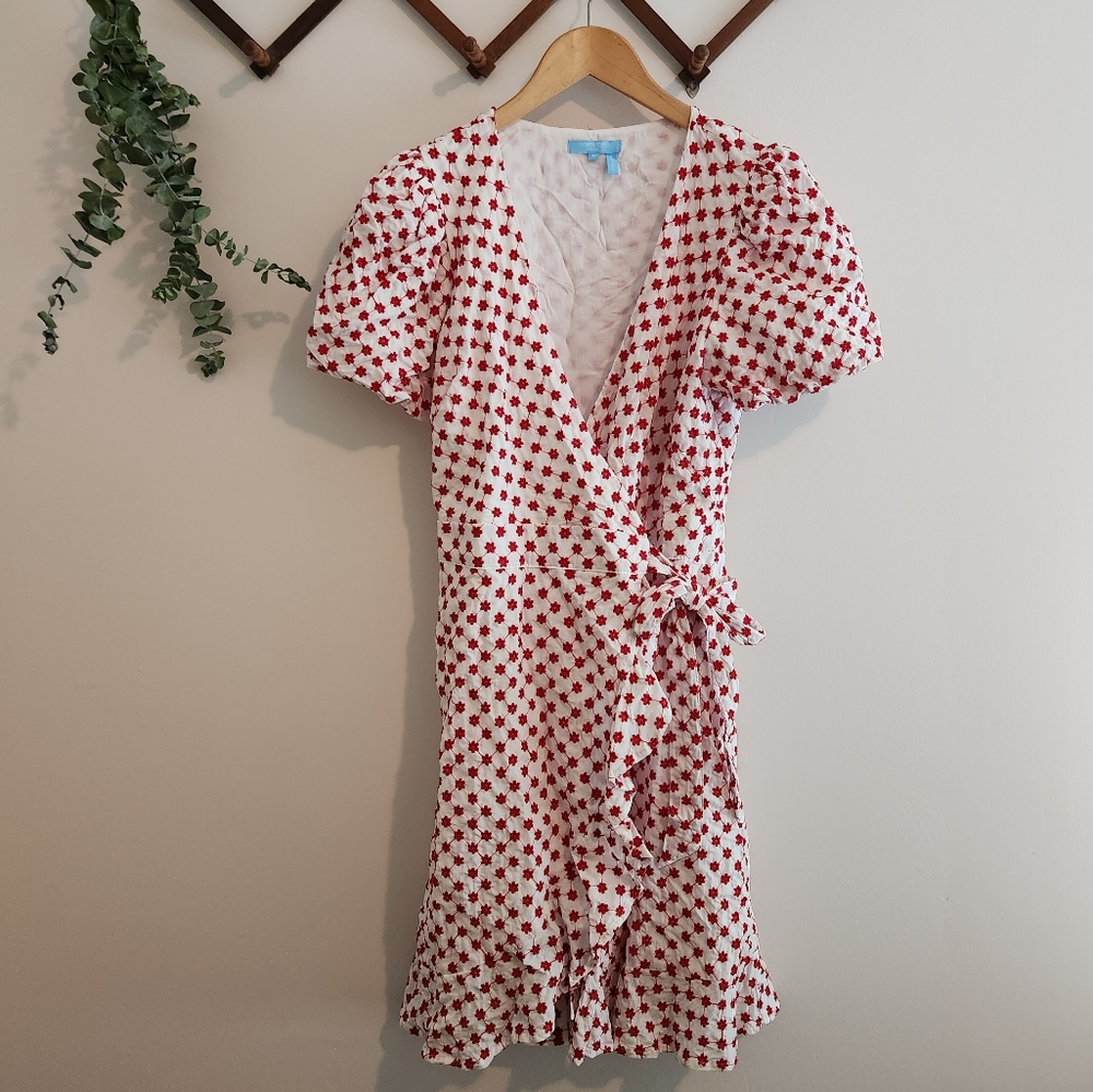 Draper James embroidered floral mini wrap dress